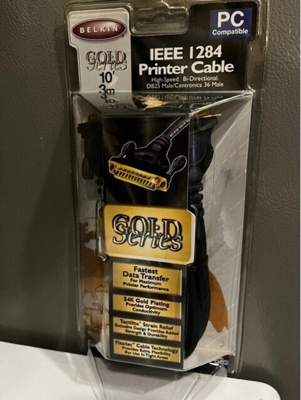 Belkin Gold Series IEEE 1284 Printer Cable 10ft DB25 to Centronics 36 NIP